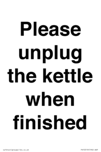 Please unplug the kettle when finished